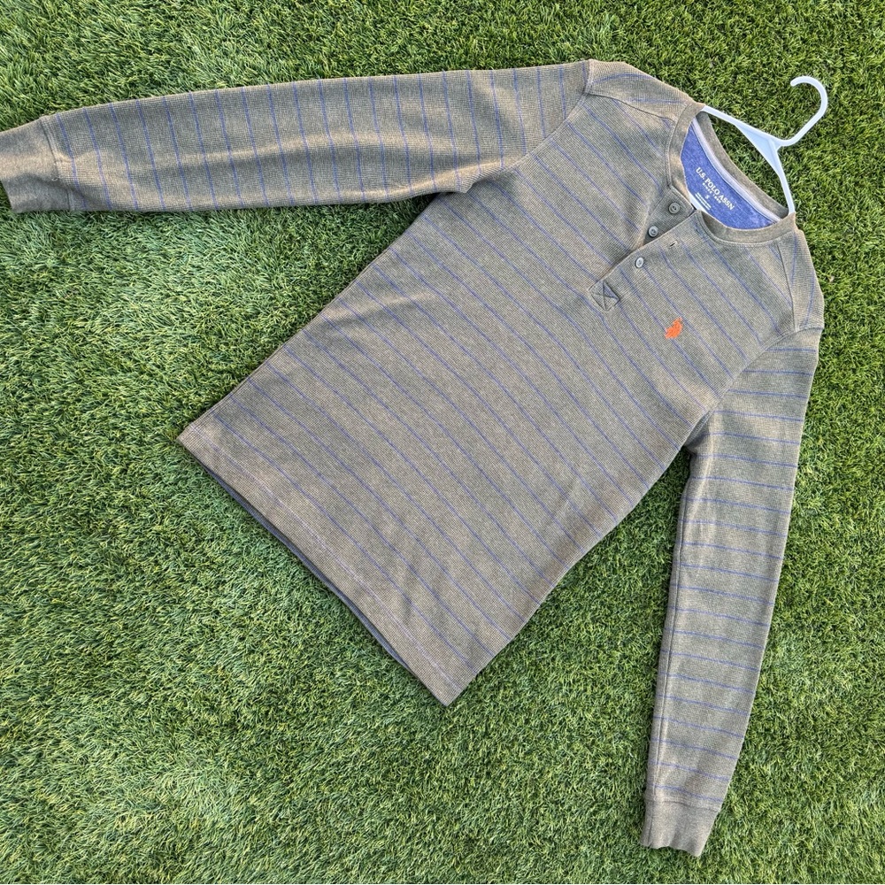 U.S. Polo Assn. Blue and Gray Henley Shirt